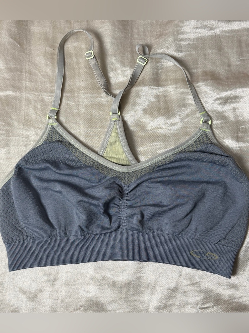 Slate Blue Gray Racerback Adjustable Straps Sports Bra Champion C9 XS Low Impact